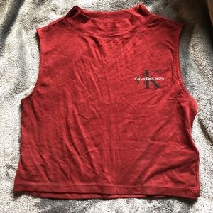 womens small maroon Calvin Klein crop tank top